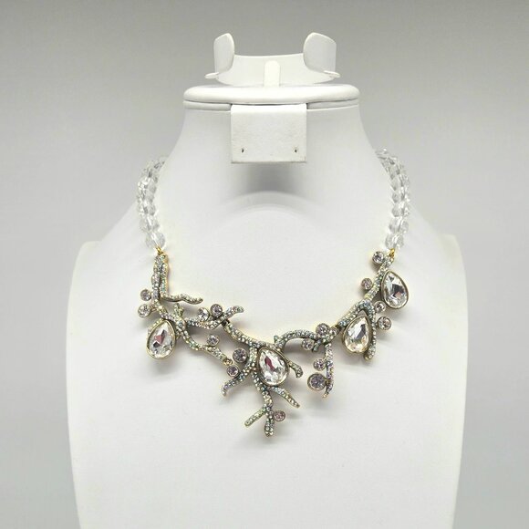 Heidi Daus Budding Branch Aurora Borealis Swarovski Crystal Coral Necklace NIB - Picture 4 of 11